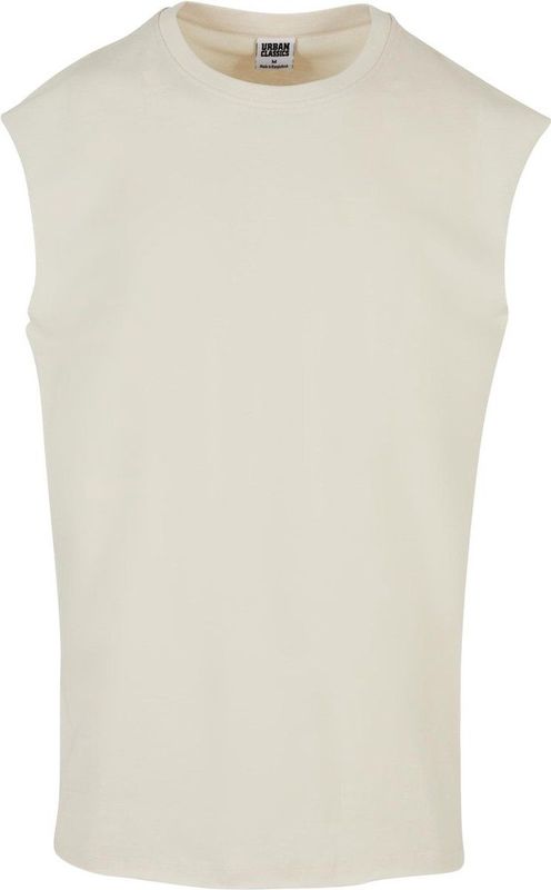 Urban Classics Heren T-shirt Open Edge Mouwloos T-shirt voor mannen, ronde hals, katoen, verkrijgbaar in vele kleuren, maten XS-5XL, witzand., S