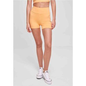 Urban Classics Korte damesshort van gerecycled materiaal, gerecycled, high waist cycle, hot pants, maten XS - 5XL, Paleoranje, S