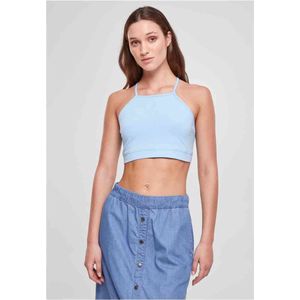 Urban Classics - Triangle Crop Top - Blauw - 95% Katoen, 5% Elastaan