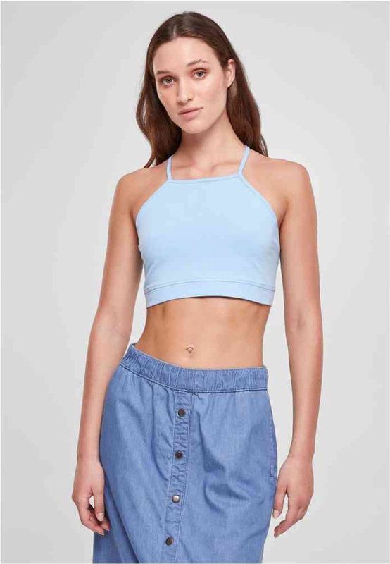 Urban Classics - Triangle Crop Top - Blauw - 95% Katoen, 5% Elastaan