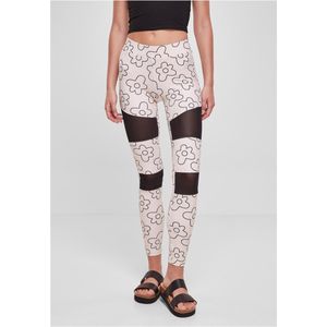 Urban Classics - Tech Mesh All over print Legging - Creme/Zwart