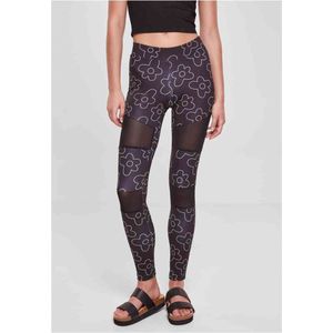Urban Classics - Tech Mesh All over print Legging - Zwart/Wit