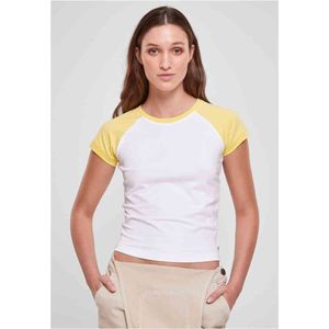 Urban Classics - Organic Stretch Short Retro Baseball Top - Wit/Geel