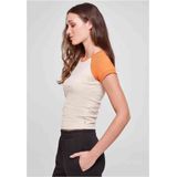 Urban Classics - Organic Stretch Short Retro Baseball Top - Creme/Oranje