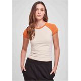 Urban Classics - Organic Stretch Short Retro Baseball Top - Creme/Oranje