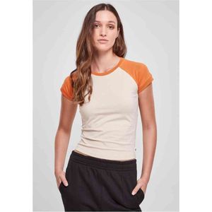 Urban Classics - Organic Stretch Short Retro Baseball Top - Creme/Oranje