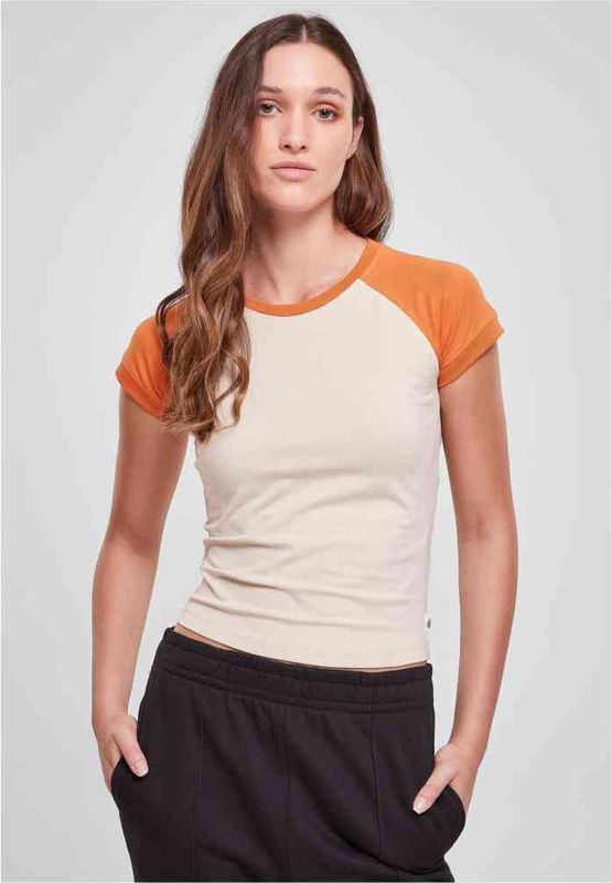 Urban Classics - Organic Stretch Short Retro Baseball Top - Creme/Oranje