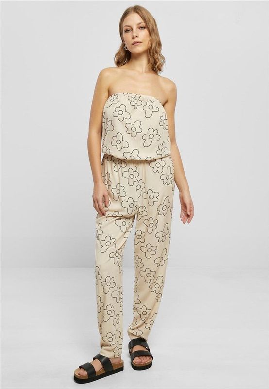 Urban Classics - Viscose Bandeau Jumpsuit - Creme/Zwart