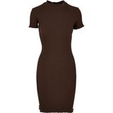 Urban Classics - Jurk - Chocoladebruin - Geribbeld Gebreid - Aansluitende Pasvorm