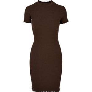 Urban Classics - Jurk - Chocoladebruin - Geribbeld Gebreid - Aansluitende Pasvorm