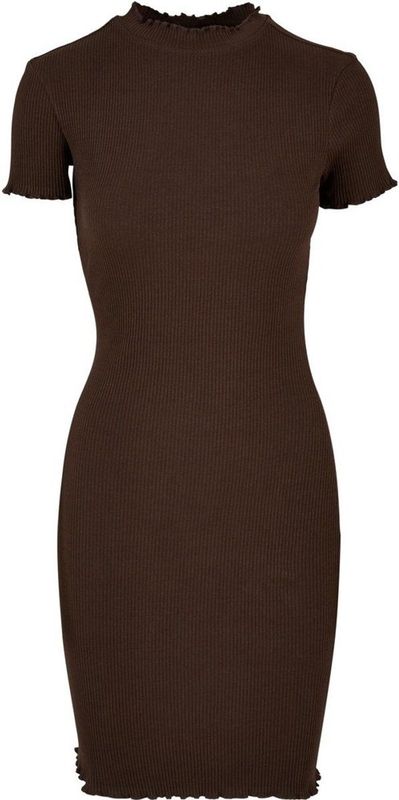 Urban Classics - Jurk - Chocoladebruin - Geribbeld Gebreid - Aansluitende Pasvorm