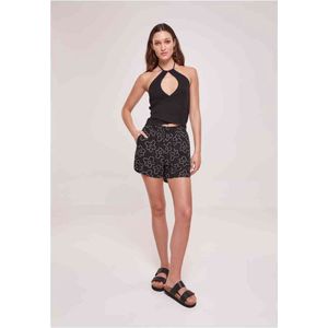 Urban Classics - All over Print Viscose Resort Korte broek - Zwart/Wit