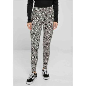 Urban Classics - Soft AOP psychedelicblack Legging - Zwart/Wit