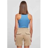 Urban Classics - Rib Crop Top - Blauw - Katoen Elastaan