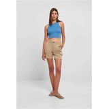 Urban Classics - Rib Crop Top - Blauw - Katoen Elastaan