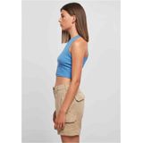 Urban Classics - Rib Crop Top - Blauw - Katoen Elastaan