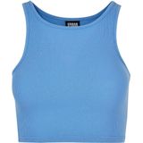 Urban Classics - Rib Crop Top - Blauw - Katoen Elastaan
