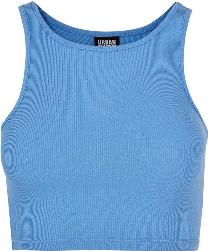 Urban Classics - Rib Crop Top - Blauw - Katoen Elastaan