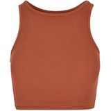 Urban Classics - Cropped Rib Top - Bruin - 97% Katoen, 3% Elastaan