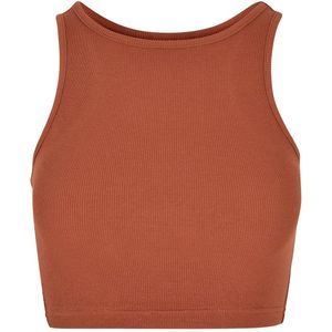 Urban Classics - Cropped Rib Top - Bruin - 97% Katoen, 3% Elastaan