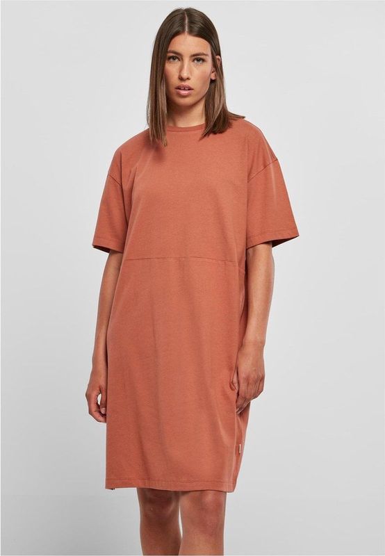 Jerseyjurken - Oversized Slit Tee Dress - Terracotta - Biologisch Katoen