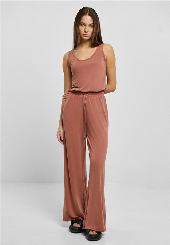 Urban Classics Spuitshirt met lange mouwen, modal jumpsuit, T-shirt voor dames, terracotta, Terracotta, XS EU