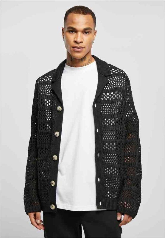 Urban Classics - Crocheted Lange cardigan - Zwart