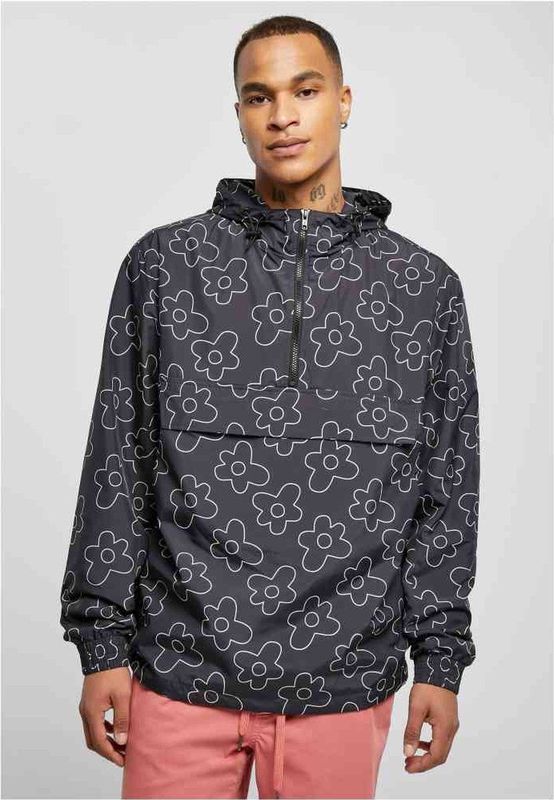 Urban Classics - Flower All Over Print - Pullover Jas - Zwart