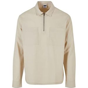 Urban Classics Herenoverhemd Cotton Linen Half Zip Shirt Softseagrass 5XL, Softseagrass, 5XL