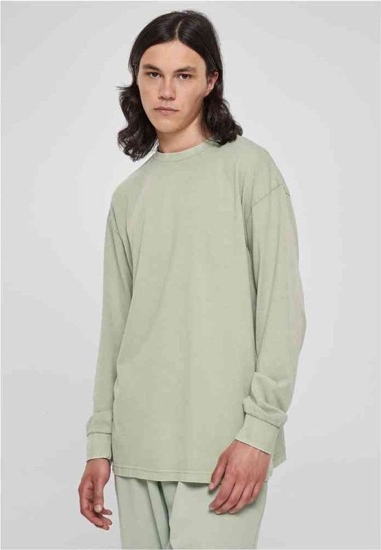 Urban Classics - Heavy Boxy Acid Wash Longsleeve shirt - Groen