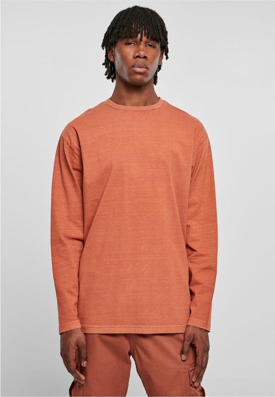 Urban Classics - Heavy Oversized Garment Dye Longsleeve shirt - Oranje