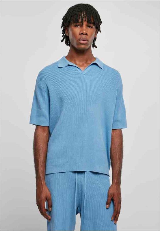 Urban Classics - Ribbed Oversized Shirt - Blauw - 100% Katoen