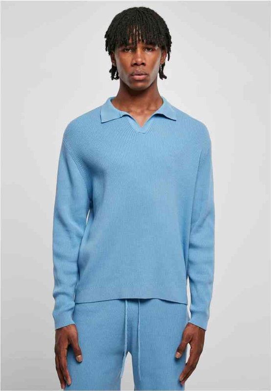 Urban Classics - Ribbed Oversized Longsleeve Shirt - Blauw - Katoen