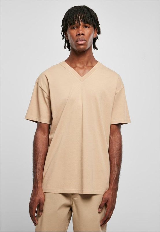 Urban Classics - Organic Oversized V-Neck Heren T-shirt - Beige