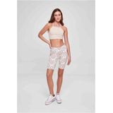 Urban Classics - High Waist All Over Print Tech Korte cycle broek - Creme