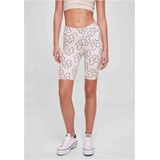 Urban Classics - High Waist All Over Print Tech Korte cycle broek - Creme