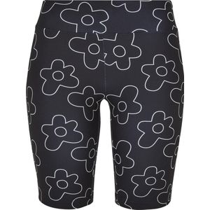 Urban Classics Korte cycle broek- High Waist All Over Print Tech Zwart/Wit