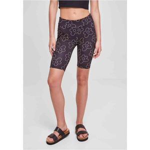 Urban Classics - High Waist All Over Print Tech Korte cycle broek - Zwart/Wit