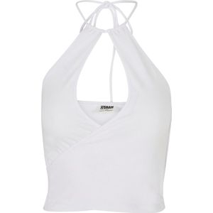 Urban Classics Dames Short Wraped Halter Top Vrouwen Top Zwart Basics, Casual Wear, Streetwear, wit, XXL