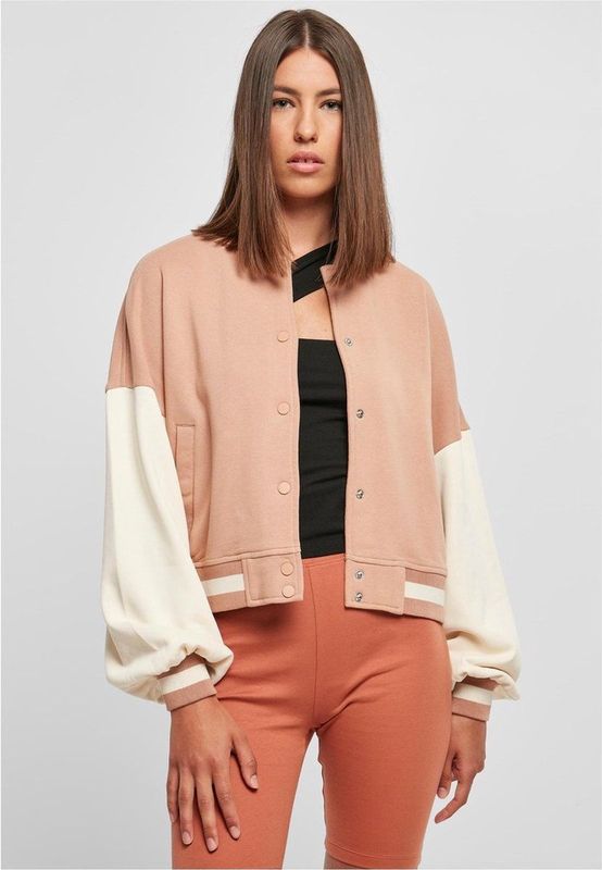 Urban Classics - Oversized 2 Tone College Jacket - Roze/Crème - Dames