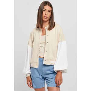 Urban Classics - Oversized 2 Tone College Terry Jacket - Softseagrass/White - Met Drukknopen