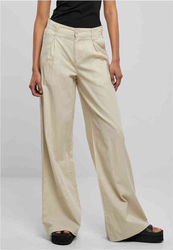 Urban Classics Ladies High Linen Mixed Wide Leg Pants