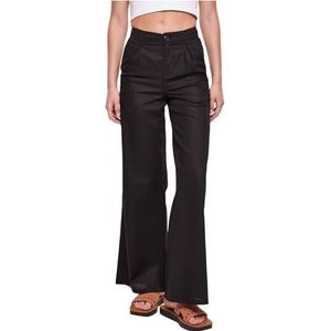 Urban Classics Damesbroek High Linen Mixed Wide Leg Pants Damesbroek, zwart.