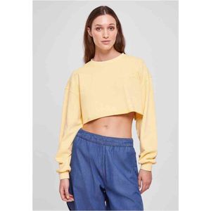 Urban Classics - Cropped Flower Embroidery Terry Crewneck sweater/trui - Geel