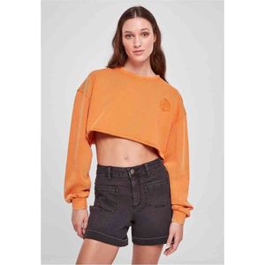 Urban Classics - Cropped Flower Embroidery Terry Crewneck sweater/trui - Oranje