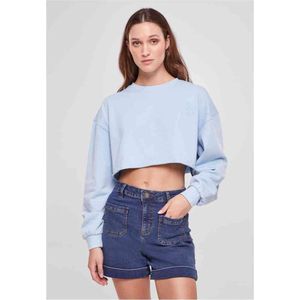 Urban Classics - Cropped Flower Embroidery Terry Crewneck sweater/trui - Blauw