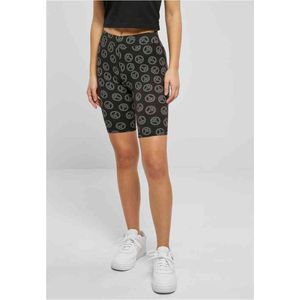 Urban Classics - Soft AOP blackpeace Korte cycle broek - Zwart/Wit