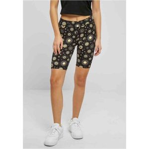 Urban Classics - Soft AOP blacksun Korte cycle broek - Zwart/Goudkleurig