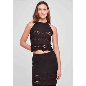 Urban Classics - Short Crochet Knit Neckholder Mouwloze top Zwart