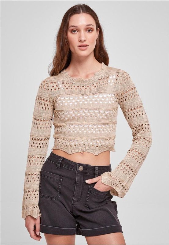 Urban Classics - Cropped Crochet Knit - Damestrui - Beige